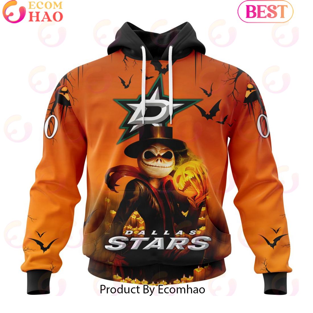 NHL Dallas Stars X Jack Skellington Special Halloween Concepts 3D Hoodie