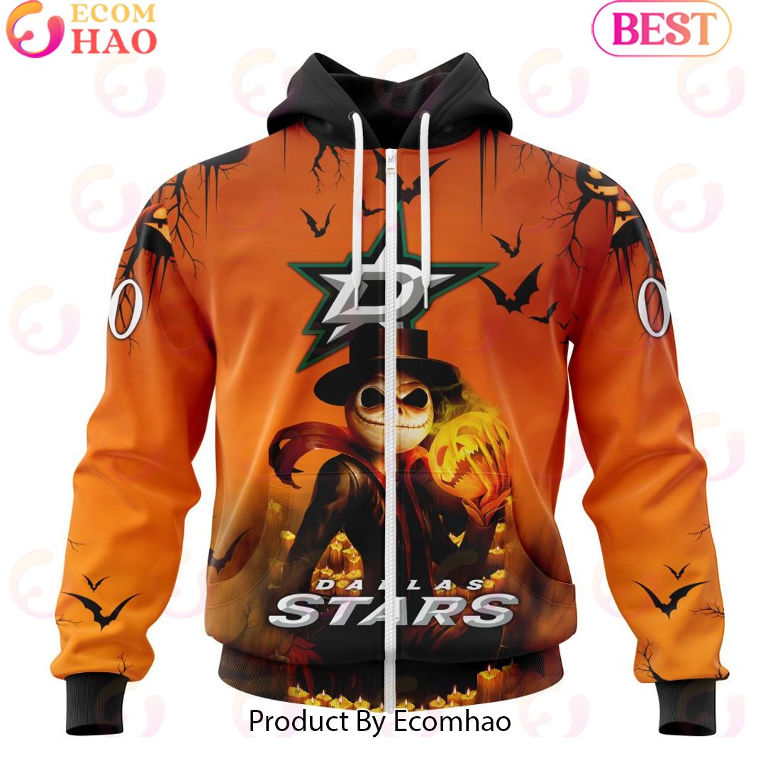 NHL Dallas Stars X Jack Skellington Special Halloween Concepts 3D Hoodie