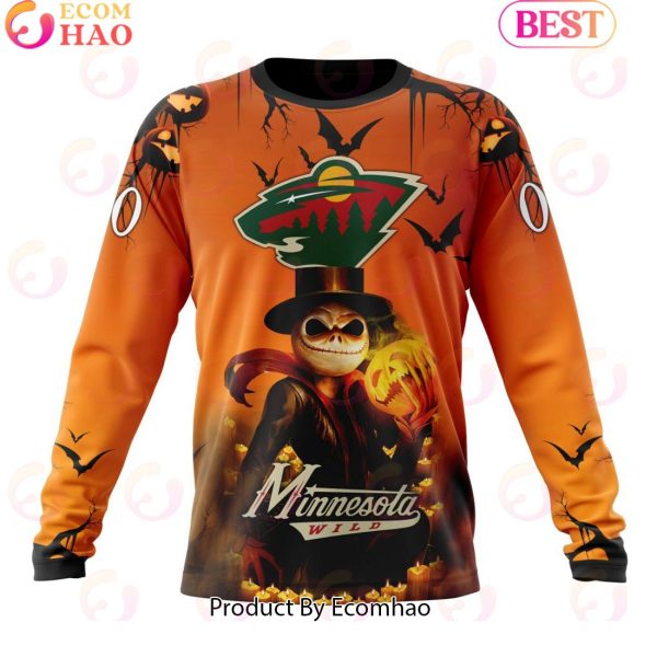 NHL Minnesota Wild X Jack Skellington Special Halloween Concepts 3D Hoodie