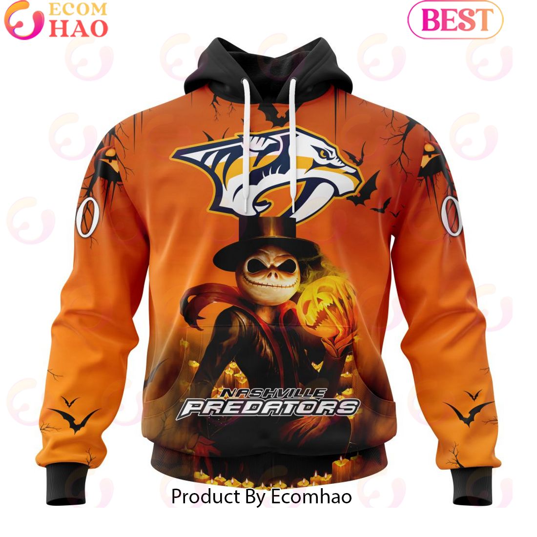 NHL Nashville Predators X Jack Skellington Special Halloween Concepts 3D Hoodie