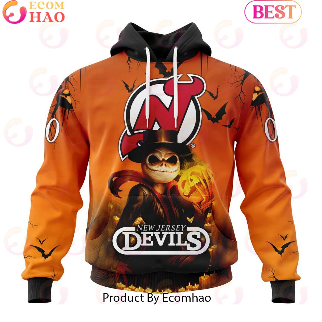 NHL New Jersey Devils X Jack Skellington Special Halloween Concepts 3D Hoodie