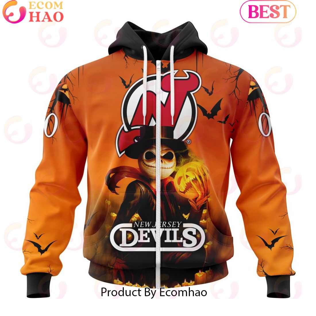 NHL New Jersey Devils X Jack Skellington Special Halloween Concepts 3D Hoodie