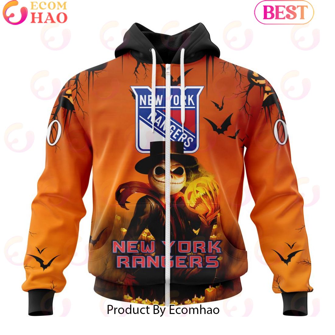 NHL New York Rangers X Jack Skellington Special Halloween Concepts 3D Hoodie