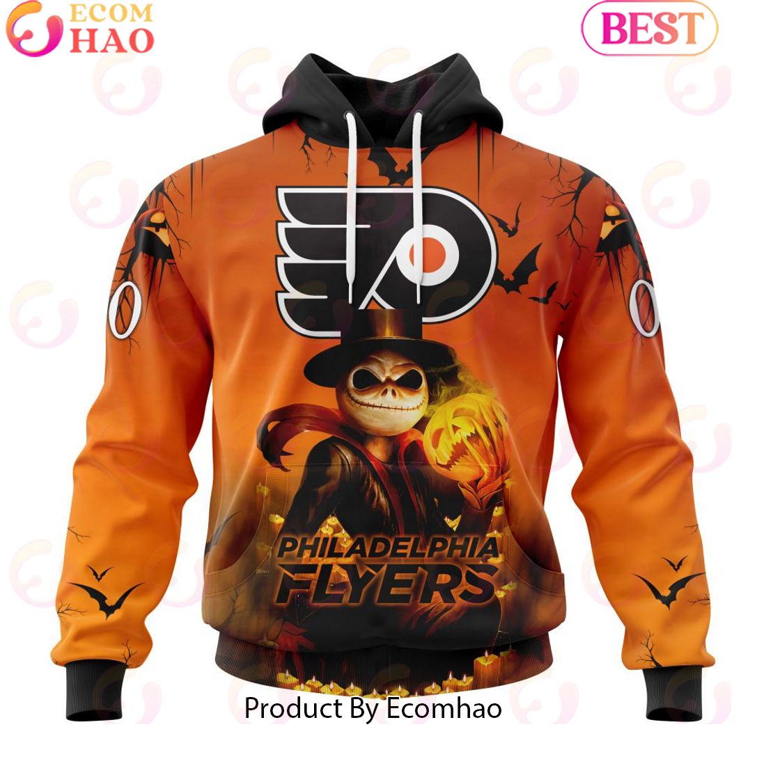 NHL Philadelphia Flyers X Jack Skellington Special Halloween Concepts 3D Hoodie