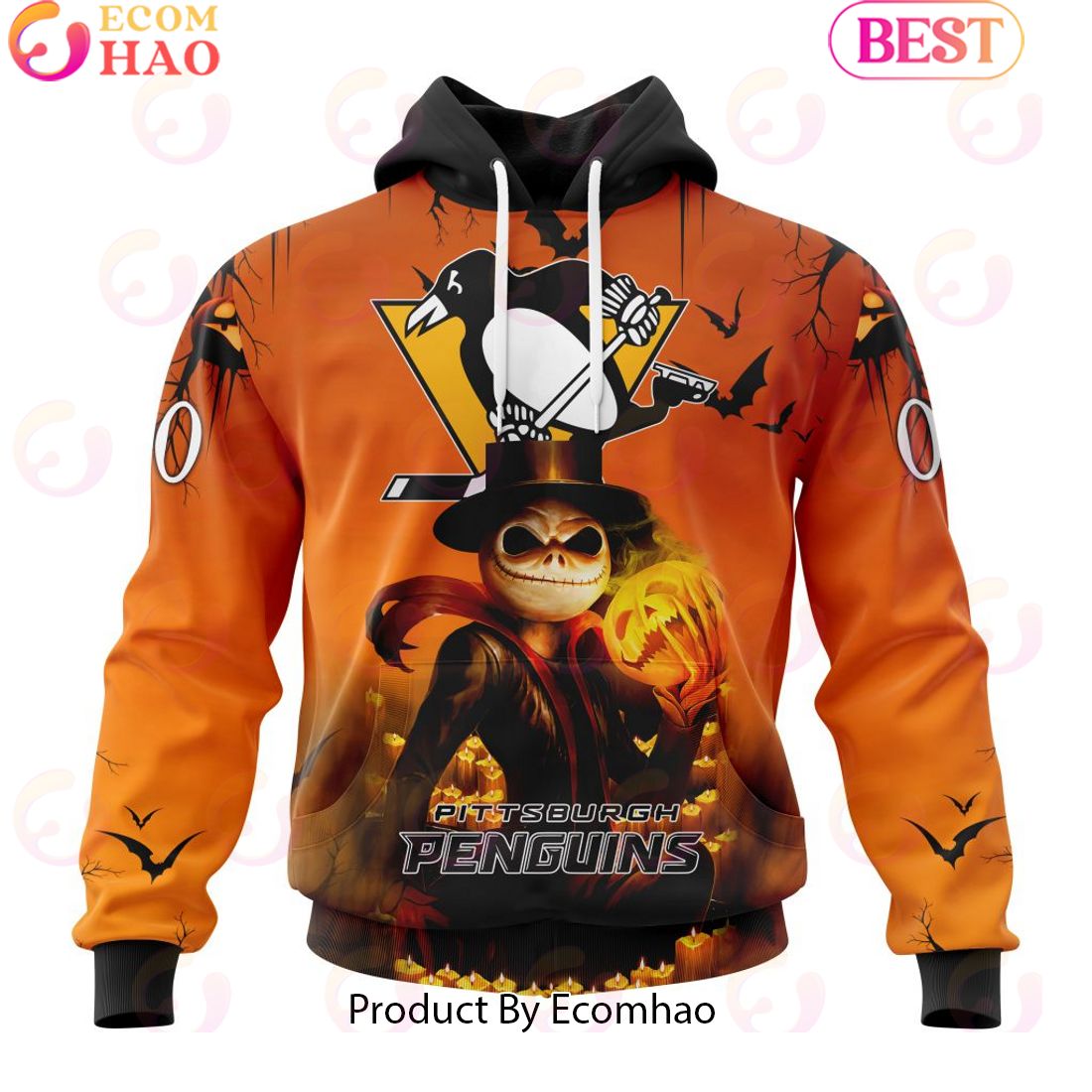 NHL Pittsburgh Penguins X Jack Skellington Special Halloween Concepts 3D Hoodie