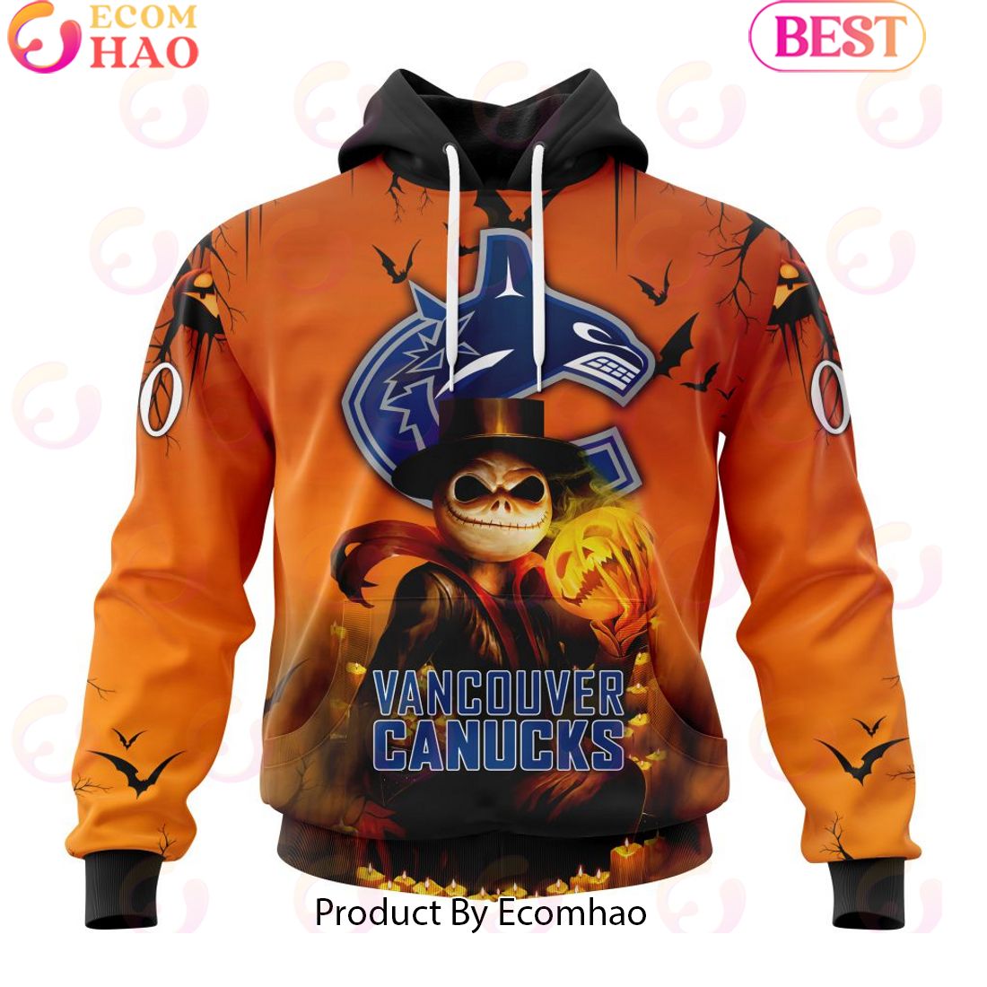 NHL Vancouver Canucks X Jack Skellington Special Halloween Concepts 3D Hoodie