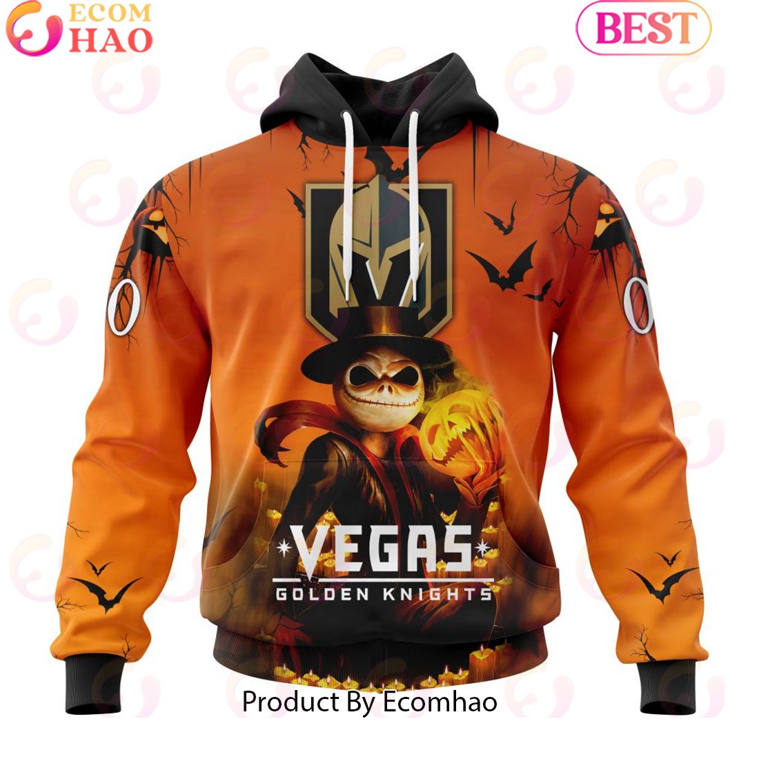 NHL Vegas Golden Knights X Jack Skellington Special Halloween Concepts 3D Hoodie