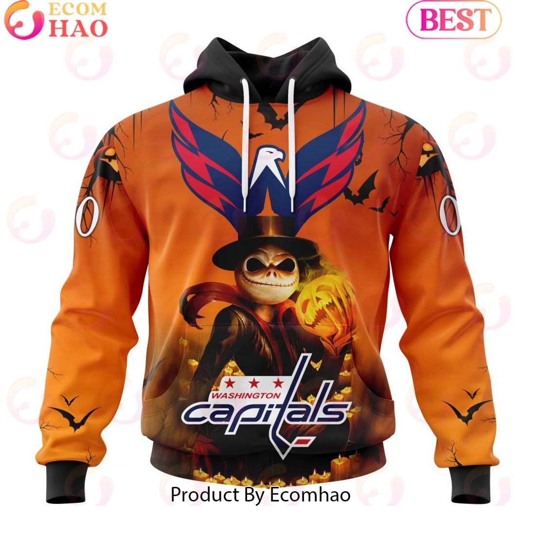 NHL Washington Capitals X Jack Skellington Special Halloween Concepts 3D Hoodie