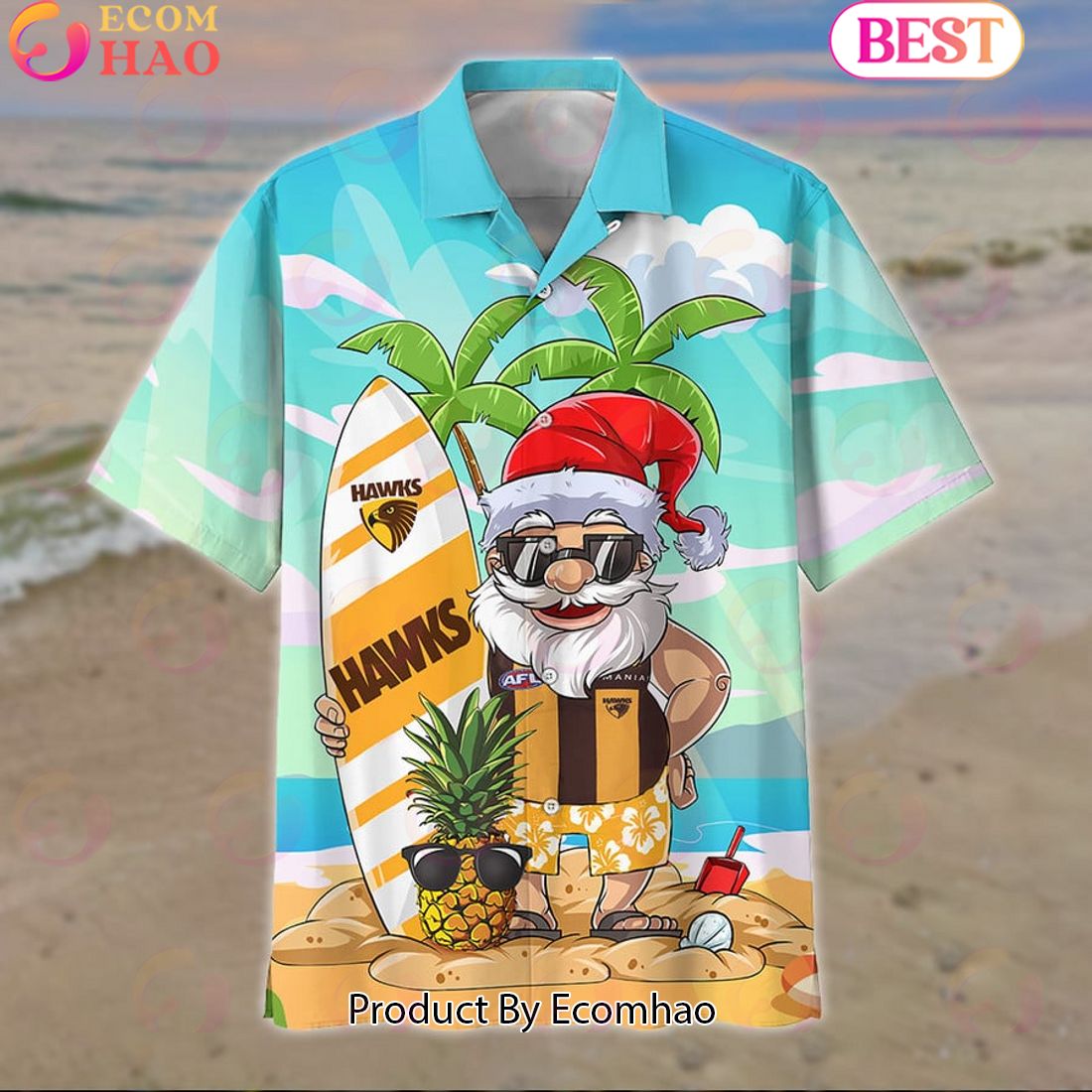 AFL Hawthorn Football Club New Santa Hawaiian Set For Fans – Limited Edition