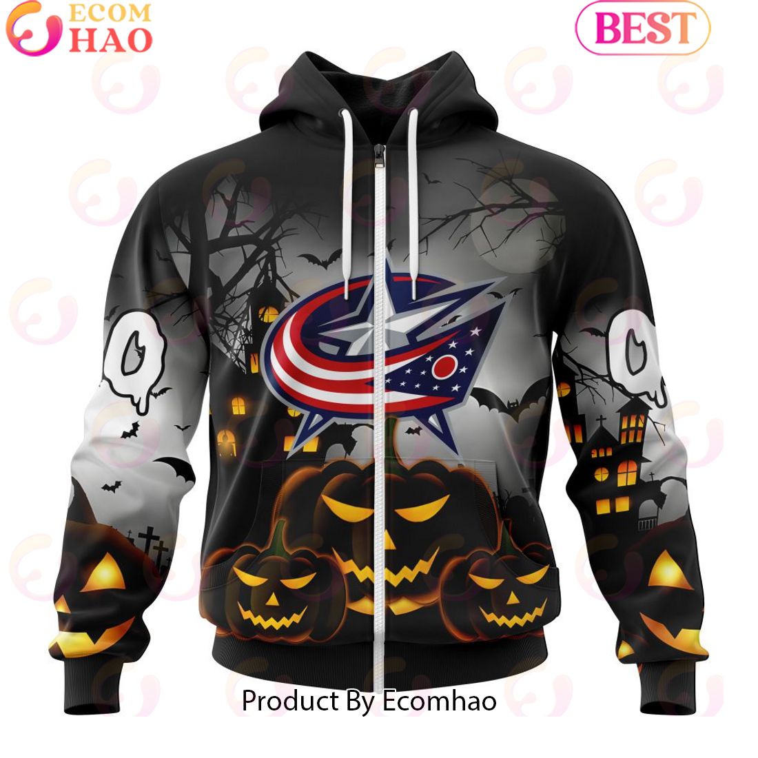 Personalized NHL Columbus Blue Jackets Special Design 2023 For Halloween 3D Hoodie