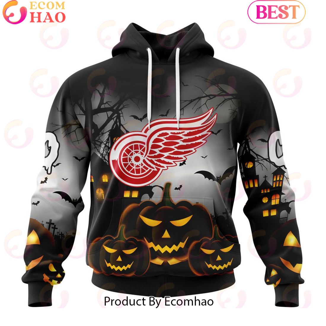 Personalized NHL Detroit Red Wings Special Design 2023 For Halloween 3D Hoodie