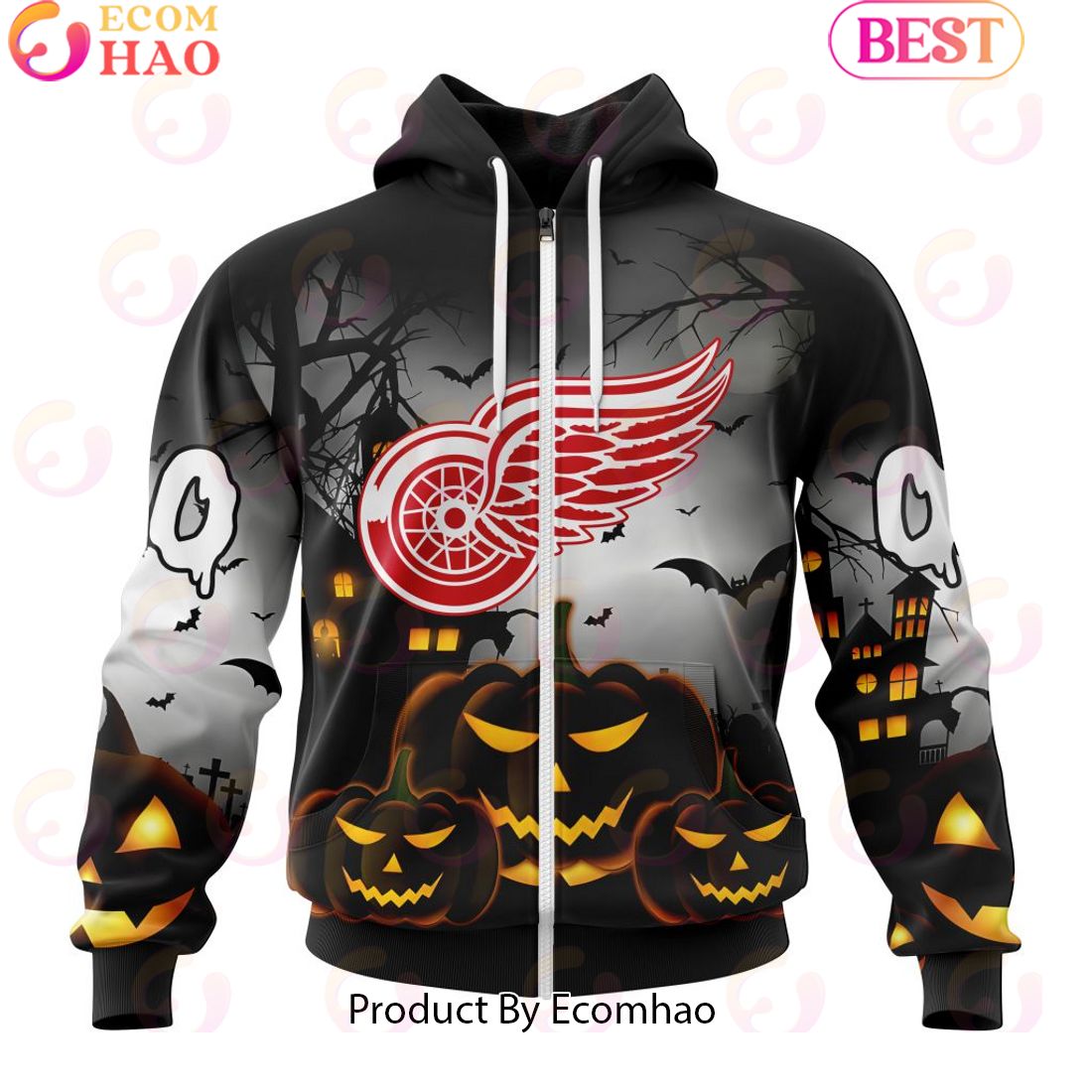 Personalized NHL Detroit Red Wings Special Design 2023 For Halloween 3D Hoodie