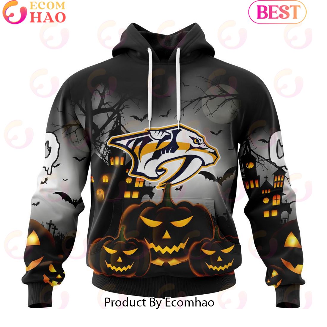 Personalized NHL Nashville Predators Special Design 2023 For Halloween 3D Hoodie