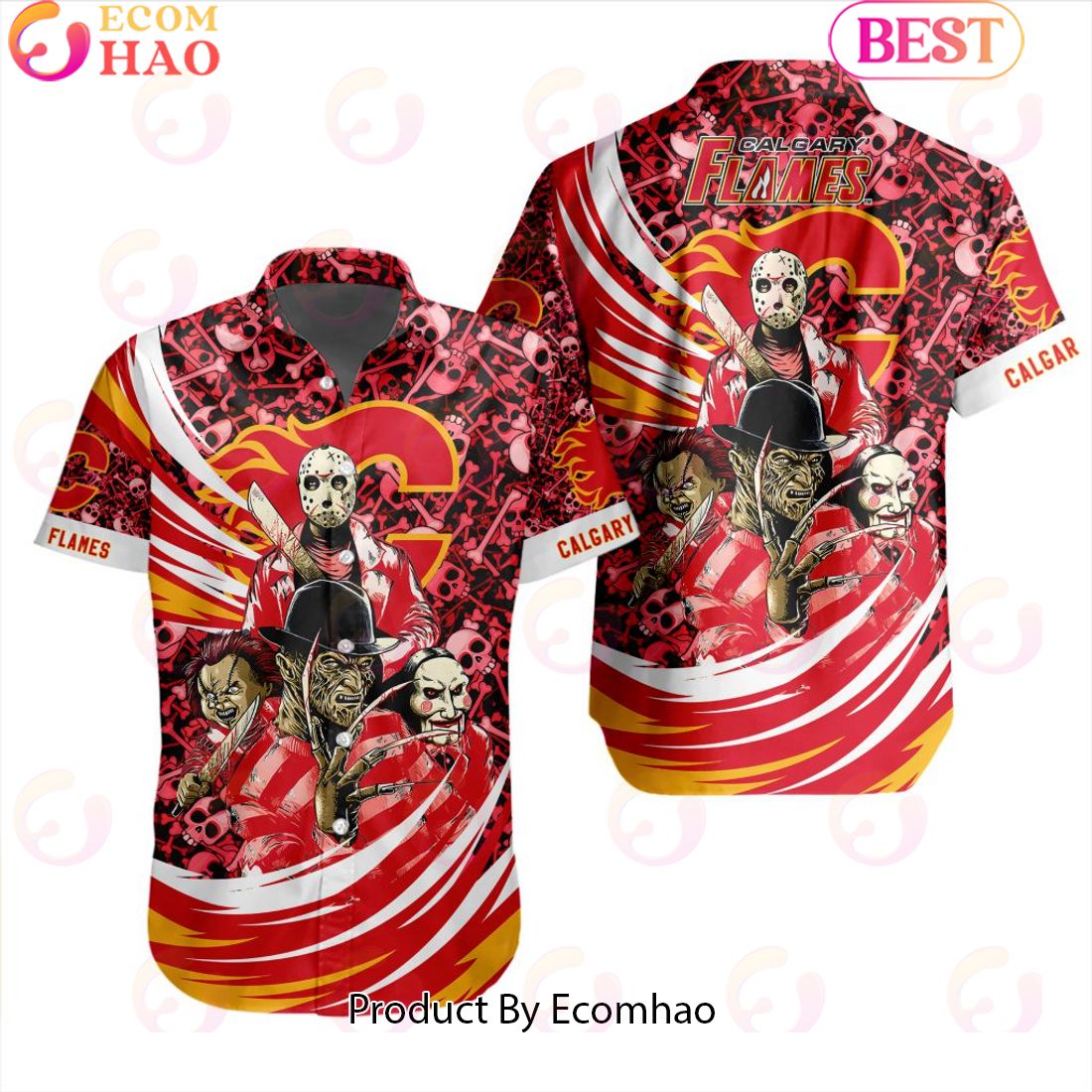 NHL Calgary Flames Special Design For Halloween Button Shirt