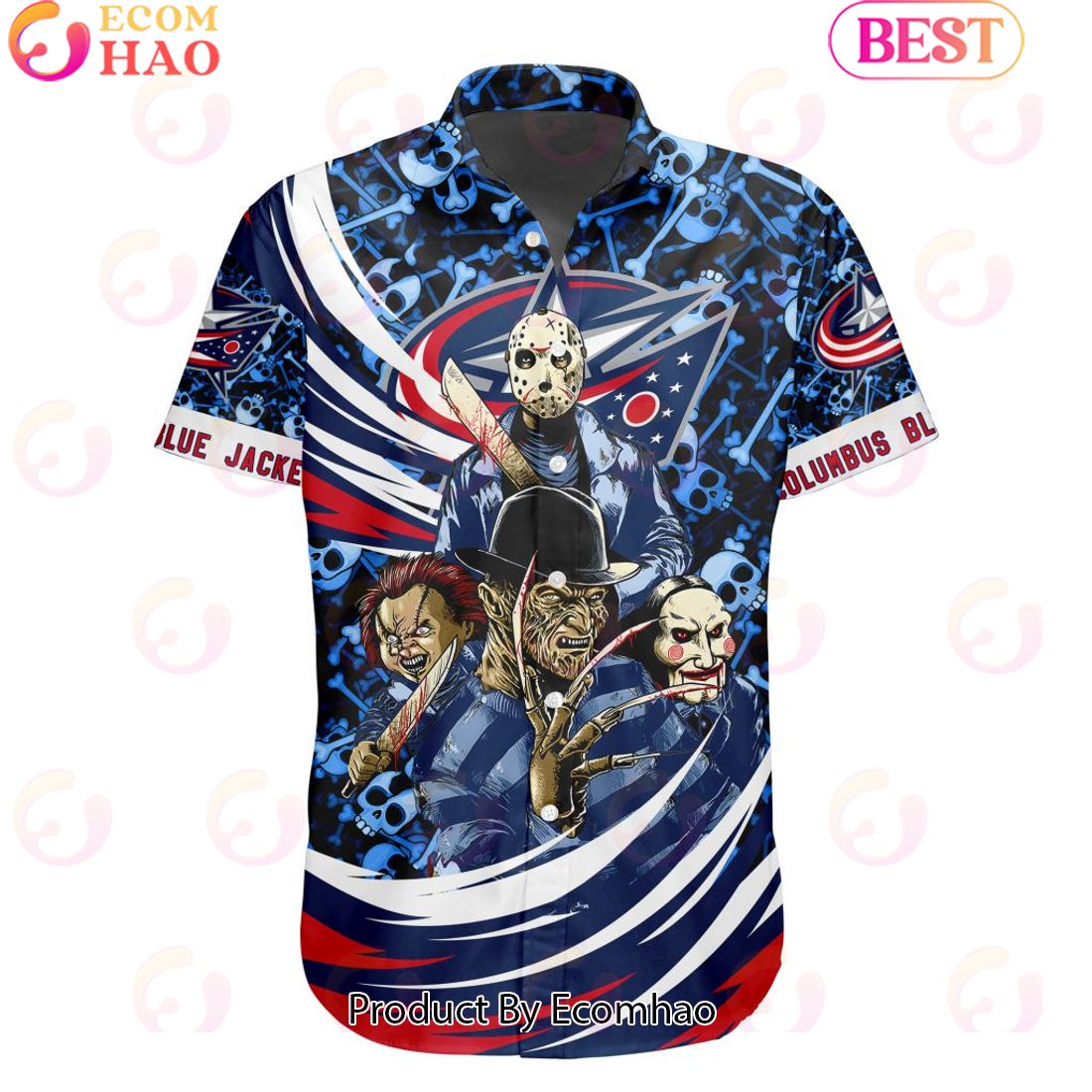 NHL Columbus Blue Jackets Special Design For Halloween Button Shirt