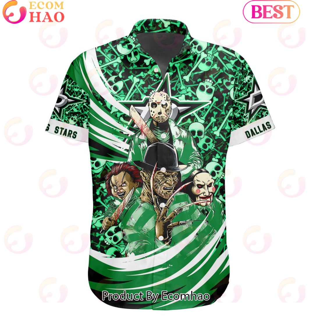 NHL Dallas Stars Special Design For Halloween Button Shirt