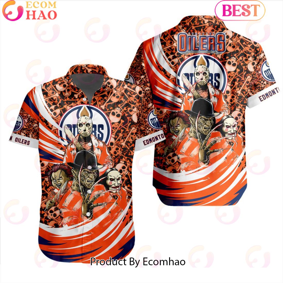 NHL Edmonton Oilers Special Design For Halloween Button Shirt