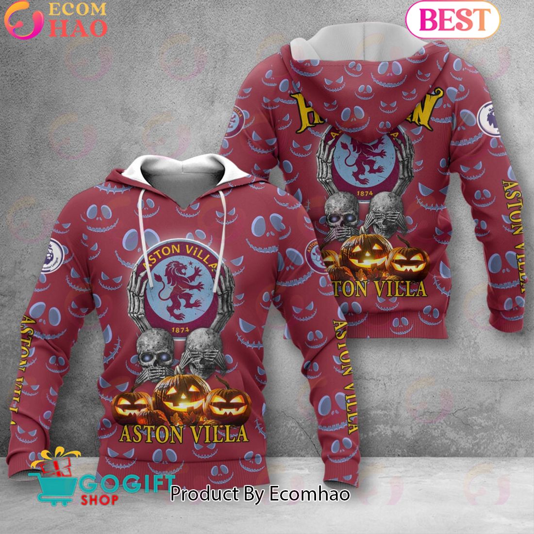 Aston Villa F.C EPL – New Halloween 3D Hoodie