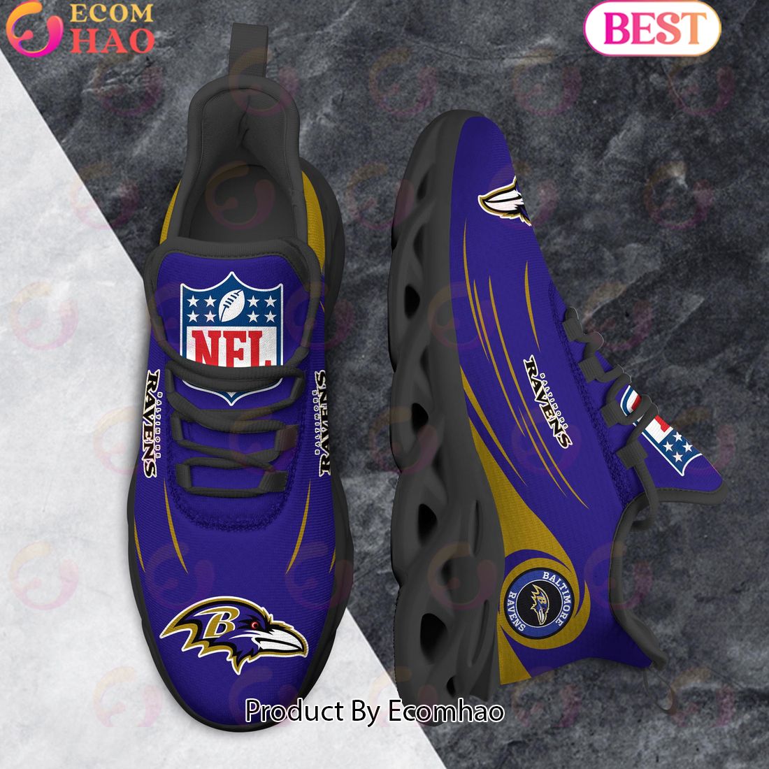 NFL Baltimore Ravens Clunky Sneakers Max Soul Shoes