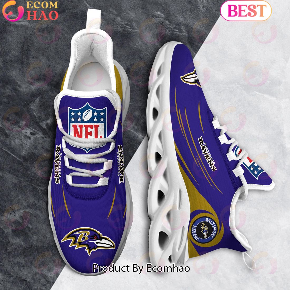 NFL Baltimore Ravens Clunky Sneakers Max Soul Shoes