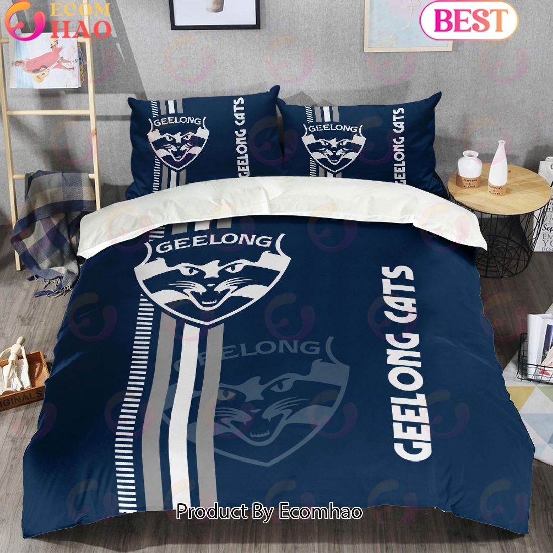 AFL Geelong Cats 1-side Print 3 Pcs Bedding Set