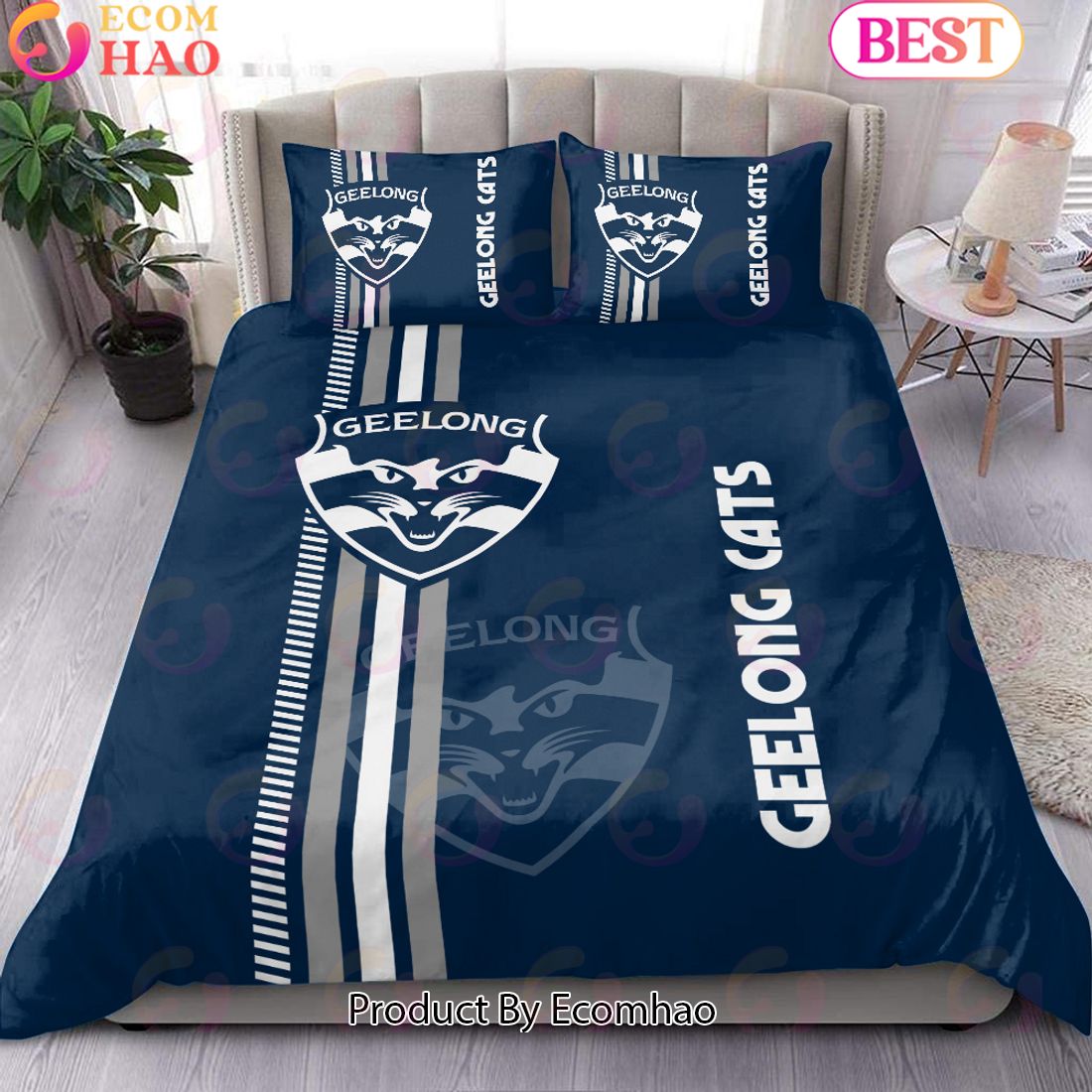 AFL Geelong Cats 1-side Print 3 Pcs Bedding Set