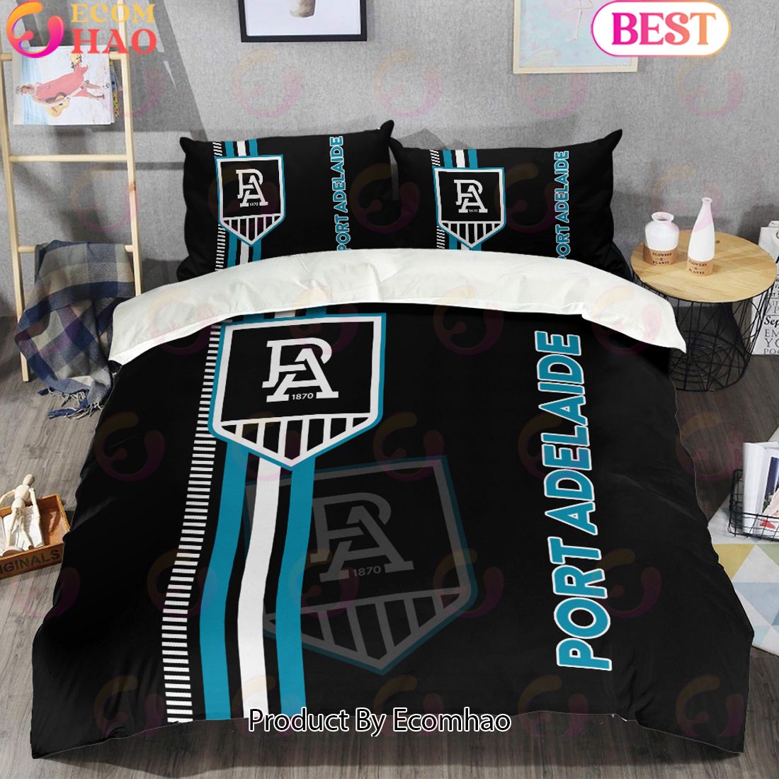 AFL Port Adelaide Power 1-side Print 3 Pcs Bedding Set