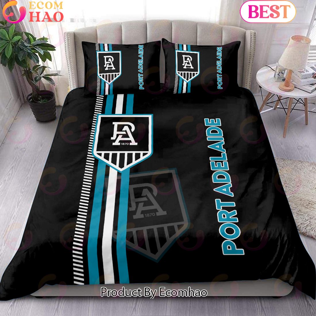 AFL Port Adelaide Power 1-side Print 3 Pcs Bedding Set