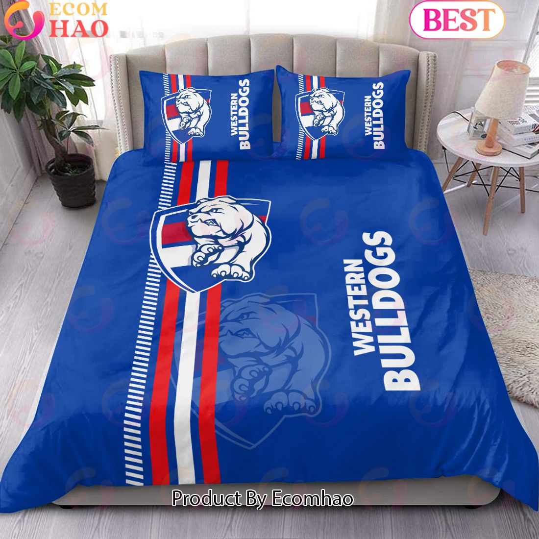 AFL Western Bulldogs 1-side Print 3 Pcs Bedding Set