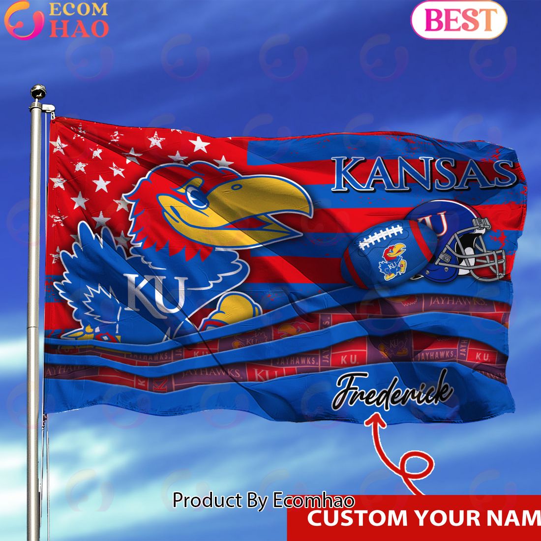 Kansas Jayhawks Custom Flag 3x5ft For This Season