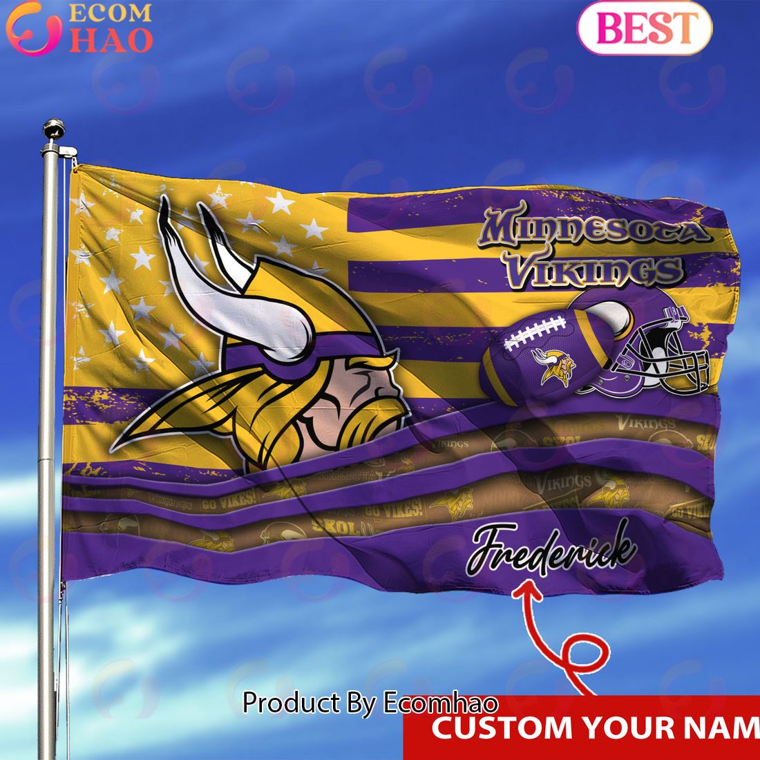 Minnesota Vikings Custom Flag 3x5ft For This Season - Ecomhao Store