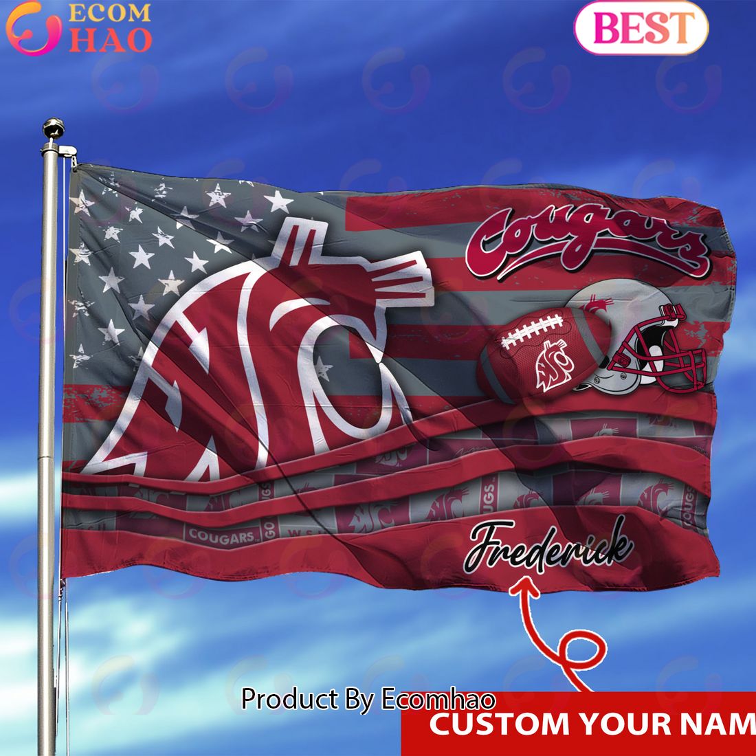 Washington State Cougars Custom Flag 3x5ft For This Season