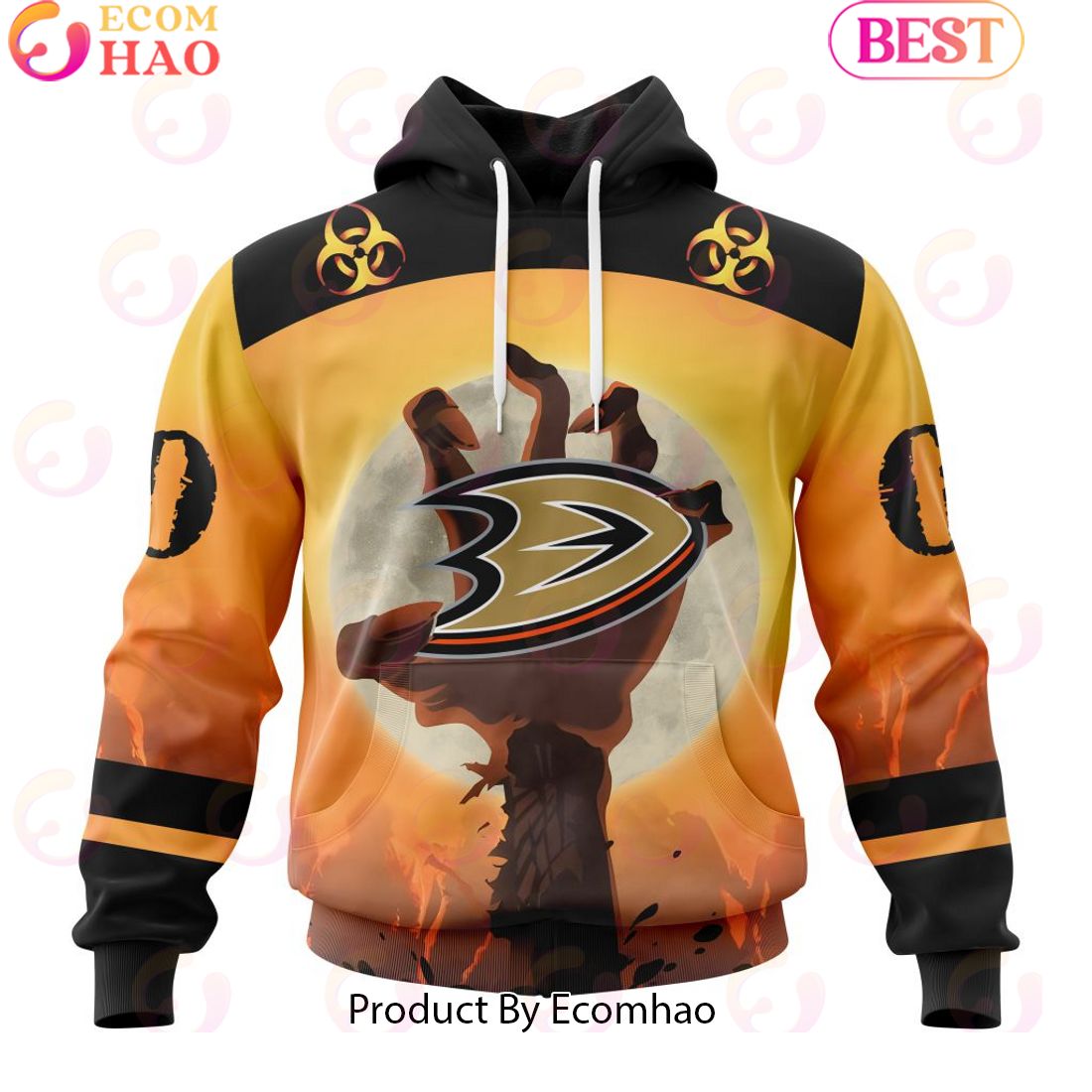 Personalized NHL Anaheim Ducks Special Zombie Design For Halloween 3D Hoodie