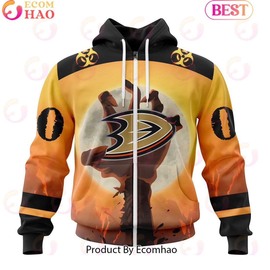 Personalized NHL Anaheim Ducks Special Zombie Design For Halloween 3D Hoodie