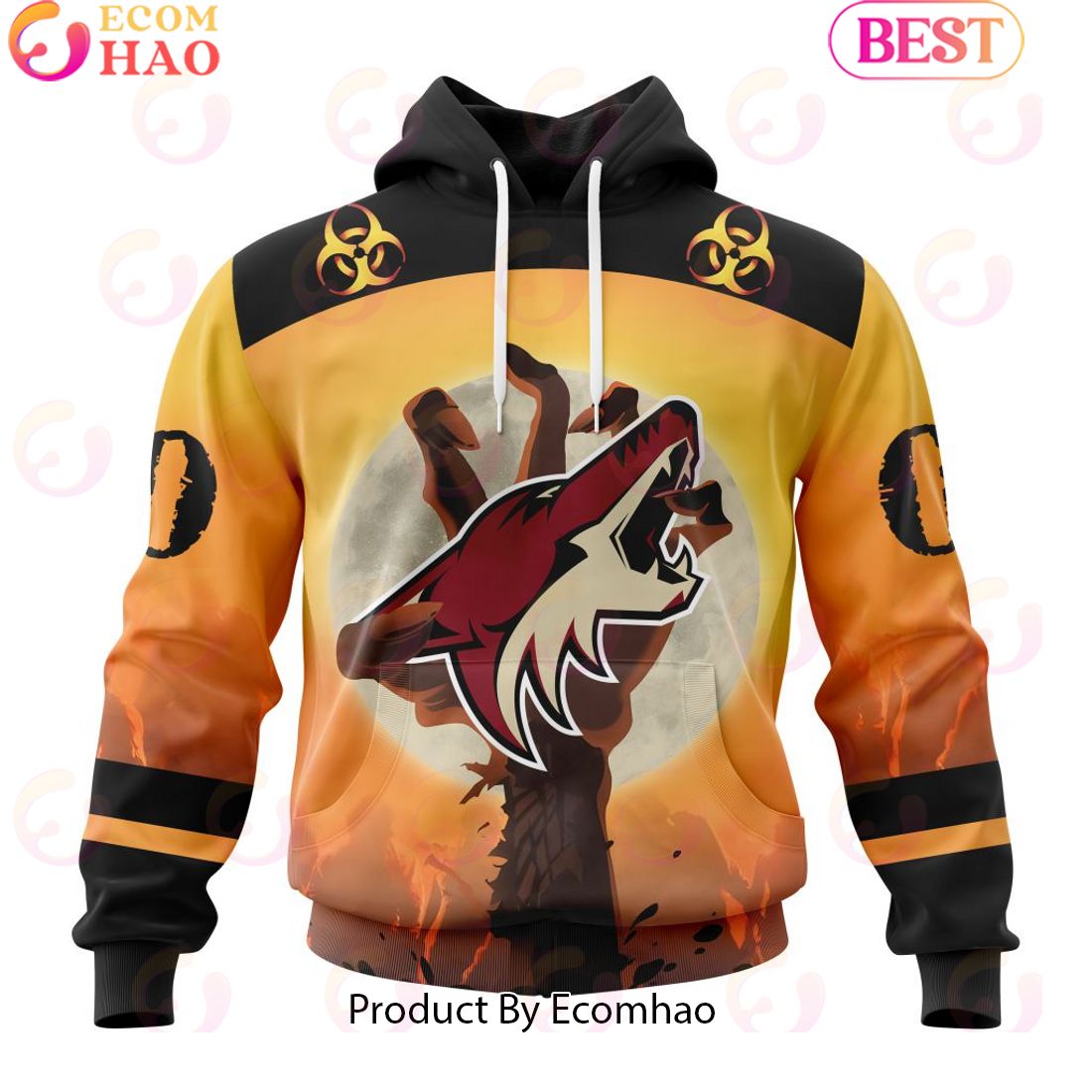 Personalized NHL Arizona Coyotes Special Zombie Design For Halloween 3D Hoodie