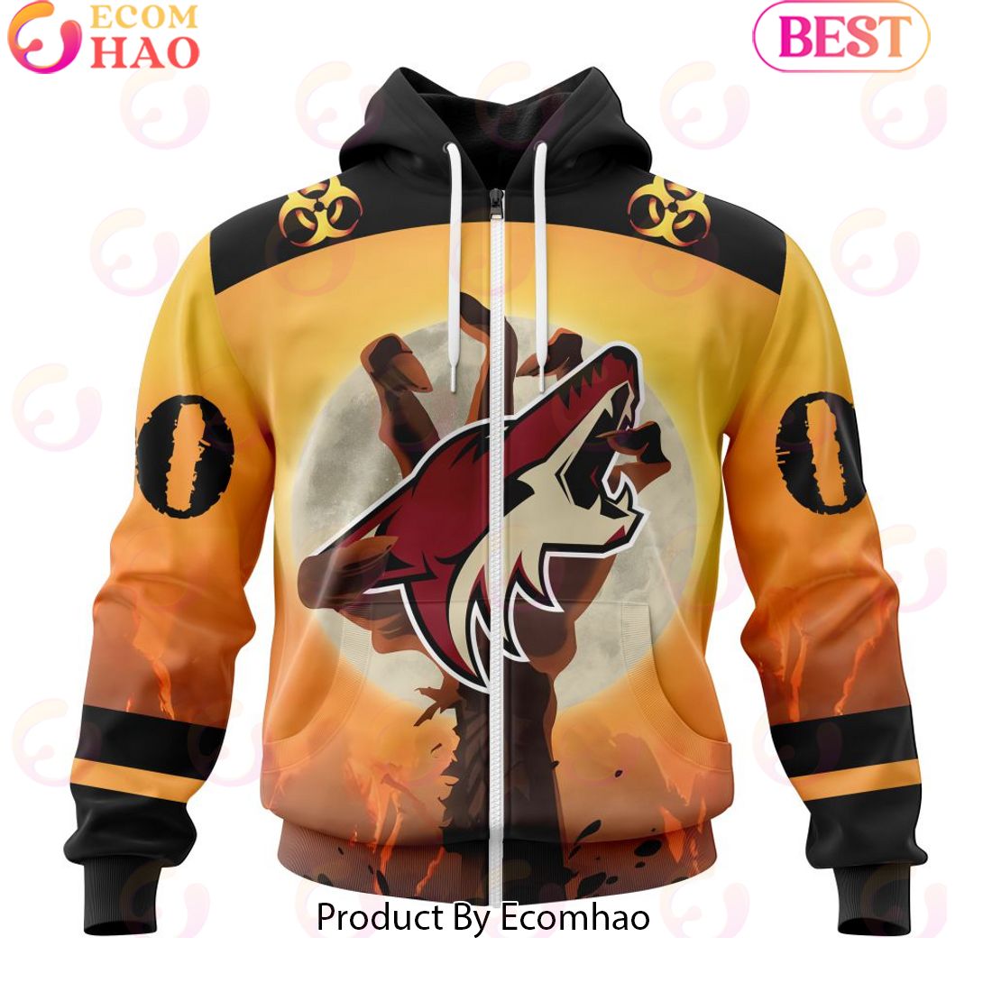 Personalized NHL Arizona Coyotes Special Zombie Design For Halloween 3D Hoodie