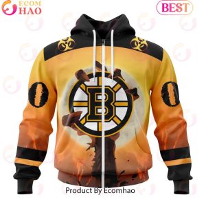 Personalized NHL Boston Bruins Special Zombie Design For Halloween 3D Hoodie