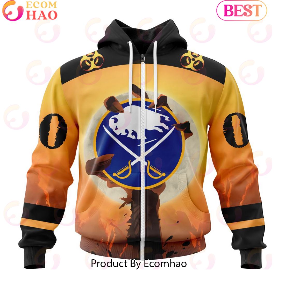 Personalized NHL Buffalo Sabres Special Zombie Design For Halloween 3D Hoodie