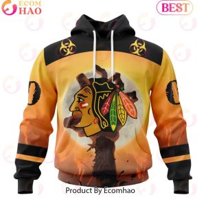 Personalized NHL Chicago Blackhawks Special Zombie Design For Halloween 3D Hoodie