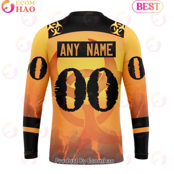 Personalized NHL Columbus Blue Jackets Special Zombie Design For Halloween 3D Hoodie