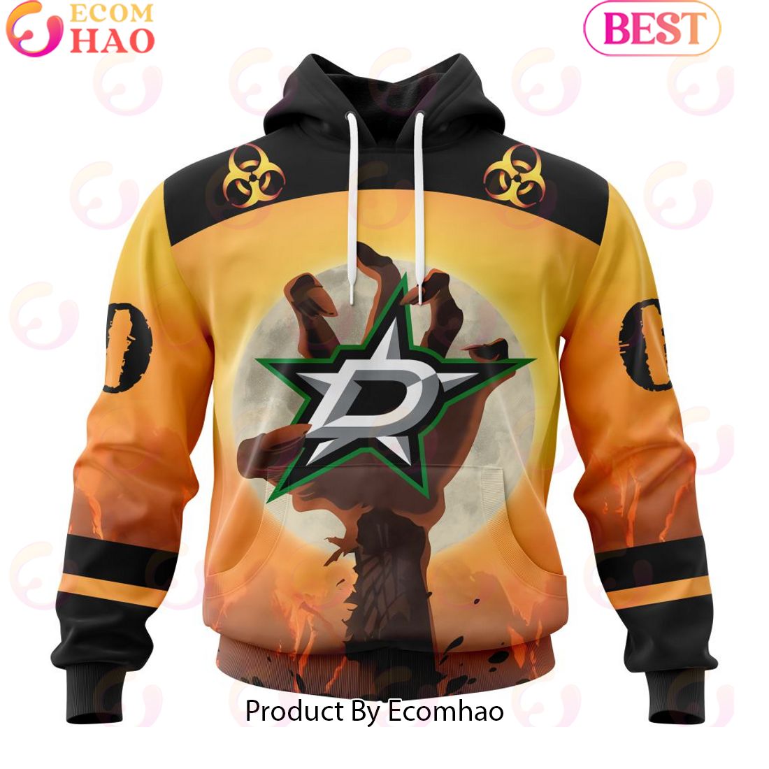 Personalized NHL Dallas Stars Special Zombie Design For Halloween 3D Hoodie