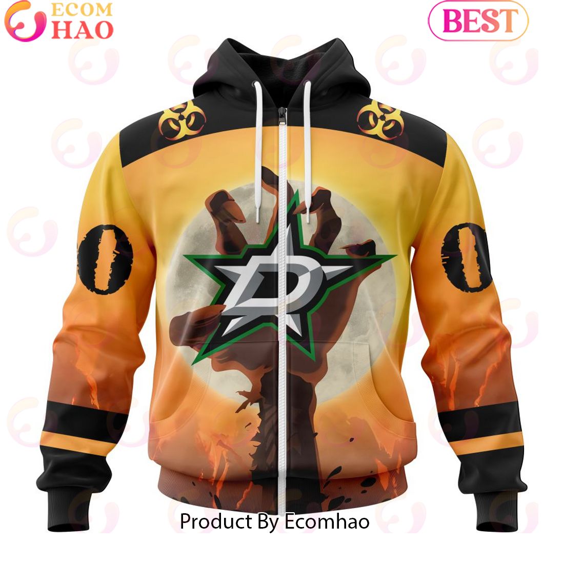 Personalized NHL Dallas Stars Special Zombie Design For Halloween 3D Hoodie