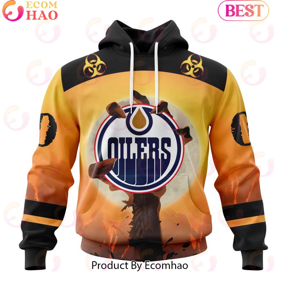 Personalized NHL Edmonton Oilers Special Zombie Design For Halloween 3D Hoodie