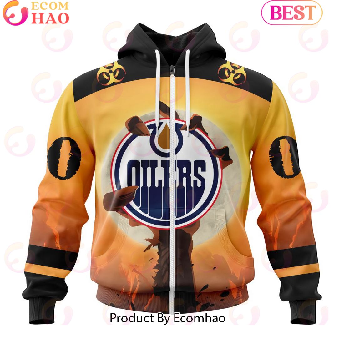 Personalized NHL Edmonton Oilers Special Zombie Design For Halloween 3D Hoodie