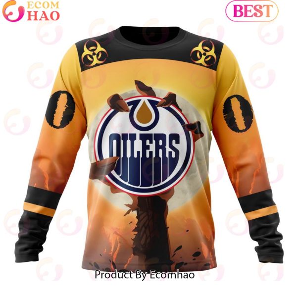 Personalized NHL Edmonton Oilers Special Zombie Design For Halloween 3D Hoodie