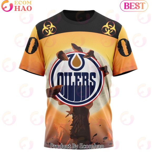 Personalized NHL Edmonton Oilers Special Zombie Design For Halloween 3D Hoodie