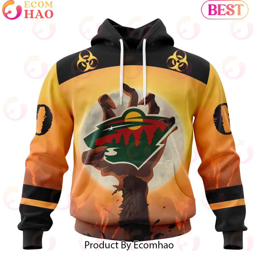 Personalized NHL Minnesota Wild Special Zombie Design For Halloween 3D Hoodie