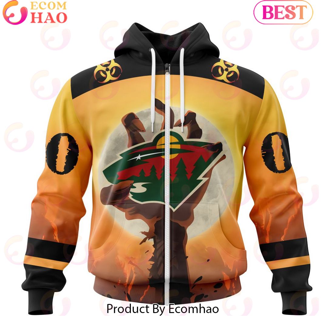 Personalized NHL Minnesota Wild Special Zombie Design For Halloween 3D Hoodie