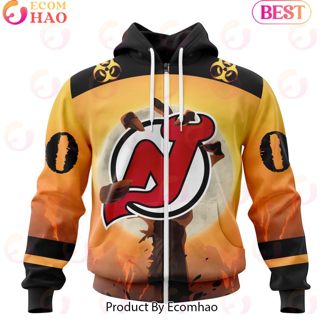 Personalized NHL New Jersey Devils Special Zombie Design For Halloween 3D Hoodie