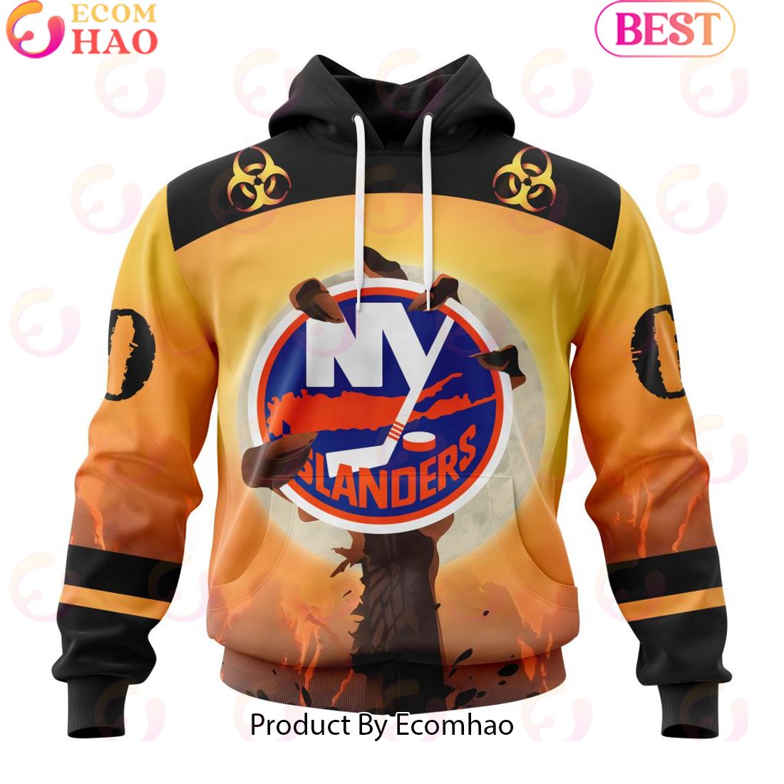 Personalized NHL New York Islanders Special Zombie Design For Halloween 3D Hoodie